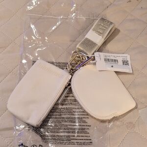 lululemon athletica White Double Zip Card & Coin Pouch with Metallic Strap